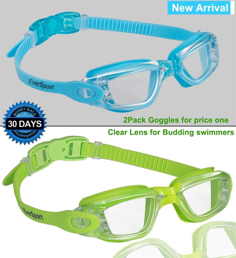 EverSport Kids Swim Goggles, Pack of 2 Swimming Goggles for Children Teens, Anti-Fog Anti-UV Youth Swim Glasses Leak Proof for Age4-16 - Image 3